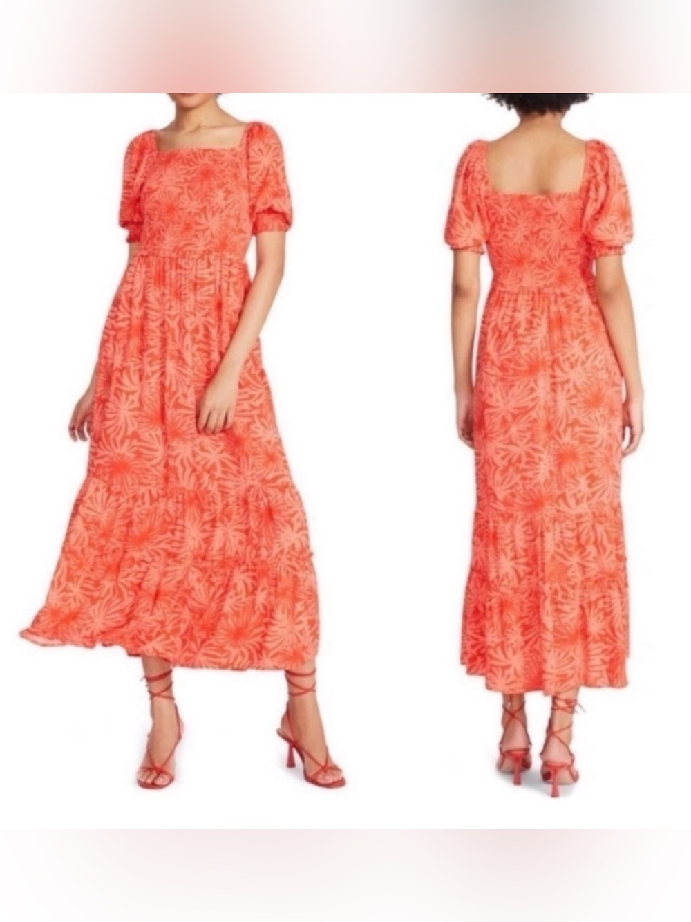 VGUC- Betsey Johnson ‘Palms Of Paradise’ Maxi Peasant Dress
